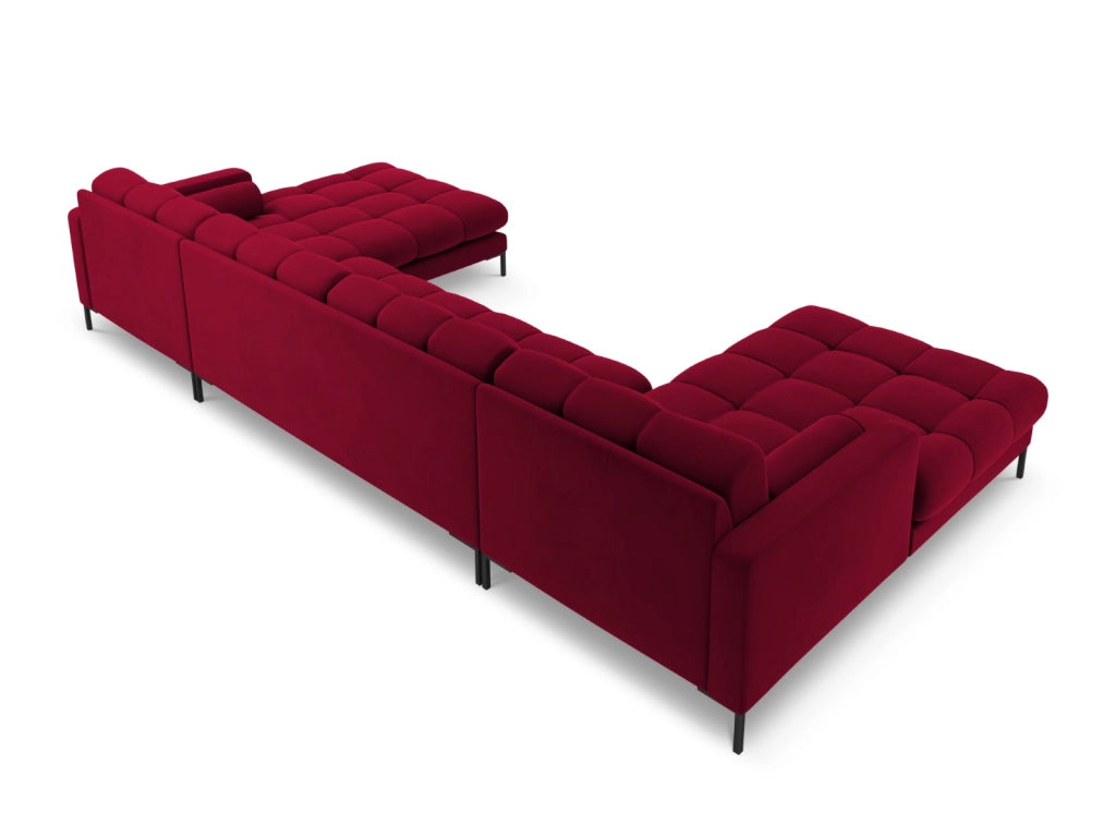 Cosmopolitan Design - Divano panoramico "Bali" 7 posti in velluto rosso 