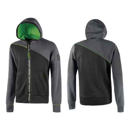 FELPA FULL ZIP 'JUPITER' GRIGIO/VERDE Tg. M - UPOWER