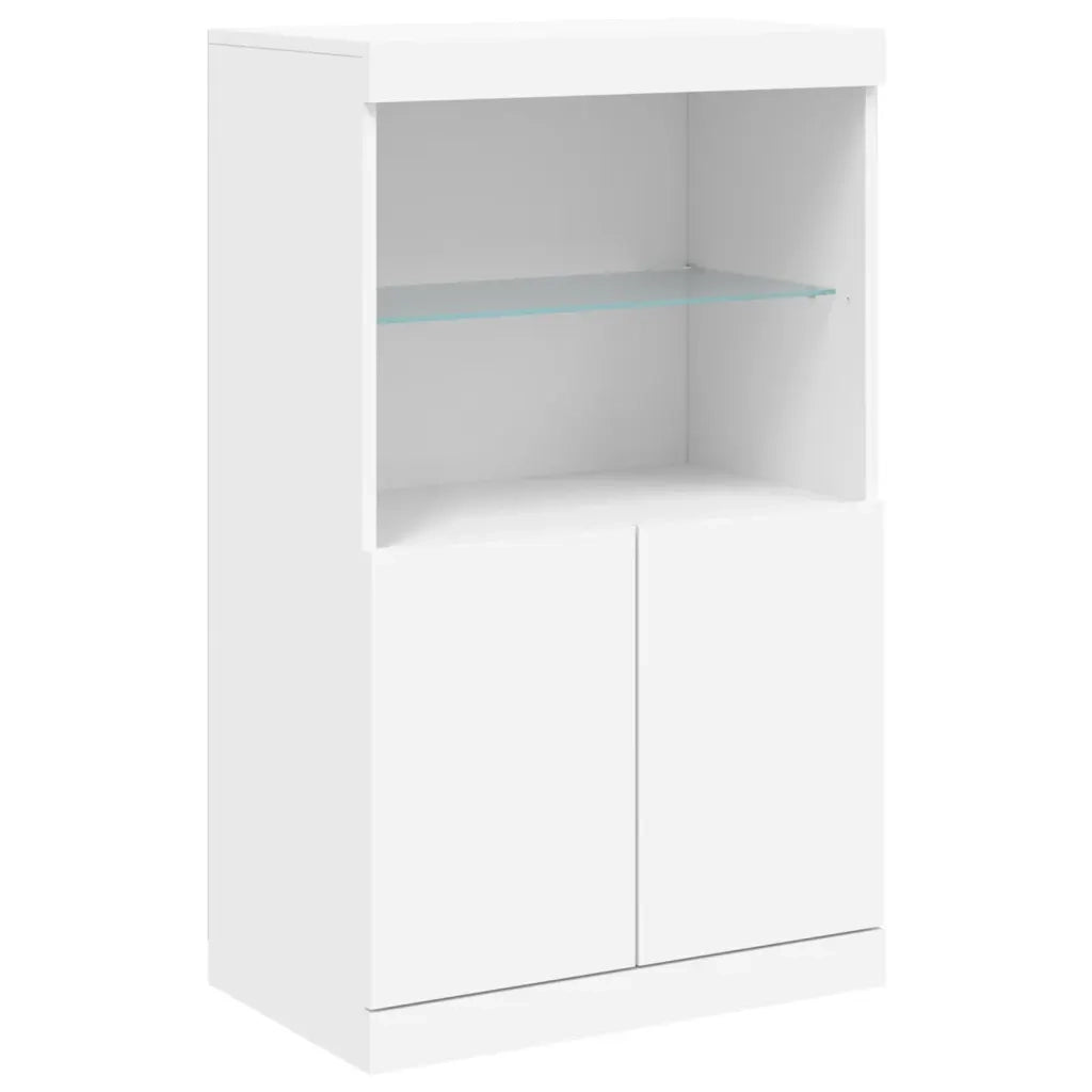 Credenza con Luci -Buffet-Armadio da cucina Bianca 60,5x37x100 cm