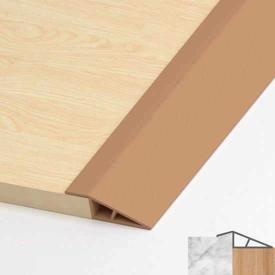 Striscia di copertura PVC per dorsi d'uscita, profilo di transizione autoadesivo, striscia di transizione per differenza di altezza pavimento, copertura per dorsi di lamina e parket (marrone, 10 mm - 15 mm, 2 m)