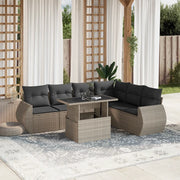 Set Divani da Giardino 7pz con Cuscini Grigio Chiaro Polyrattan 3268562