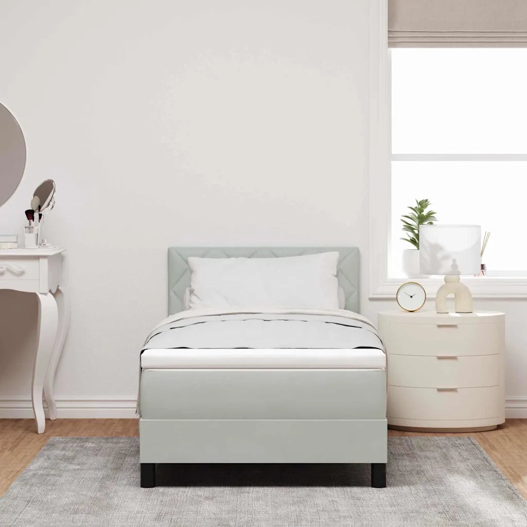 Letto a Sorgente LED con led Grigio chiaro 90 x 200 cm Velluto