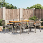 Set da Pranzo da Giardino 9 pz con Cuscini in Polyrattan Grigio 3213574