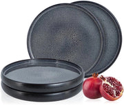 Set di Piatti Solida 4 pezzi in Ceramica - Antracite - Piatti per 4 Persone - 27cm