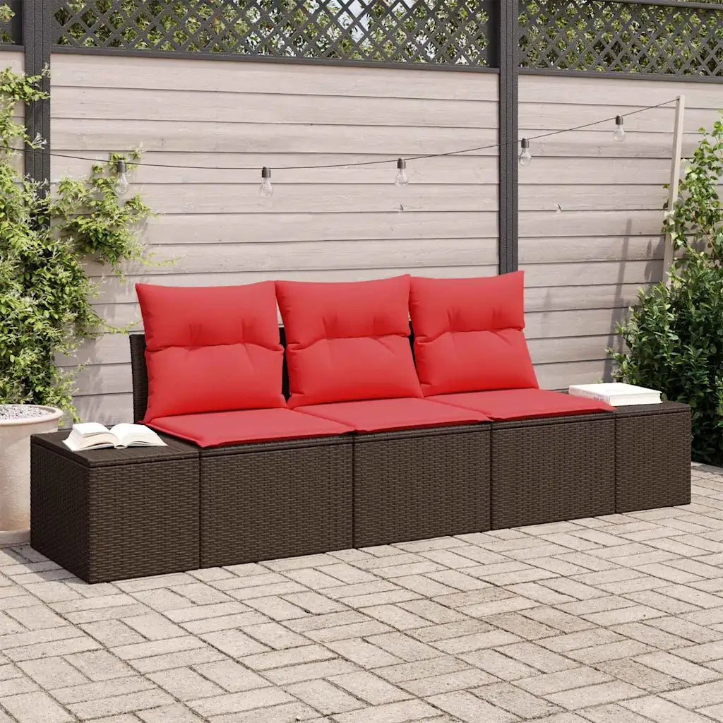 Set di divani con cuscino 3 pcs Marrone polyrattan 3346924