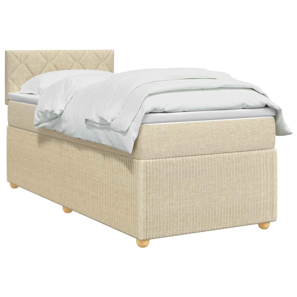 Letto box spring con materasso Crema 80 x 200 cm Tessuto 3452811