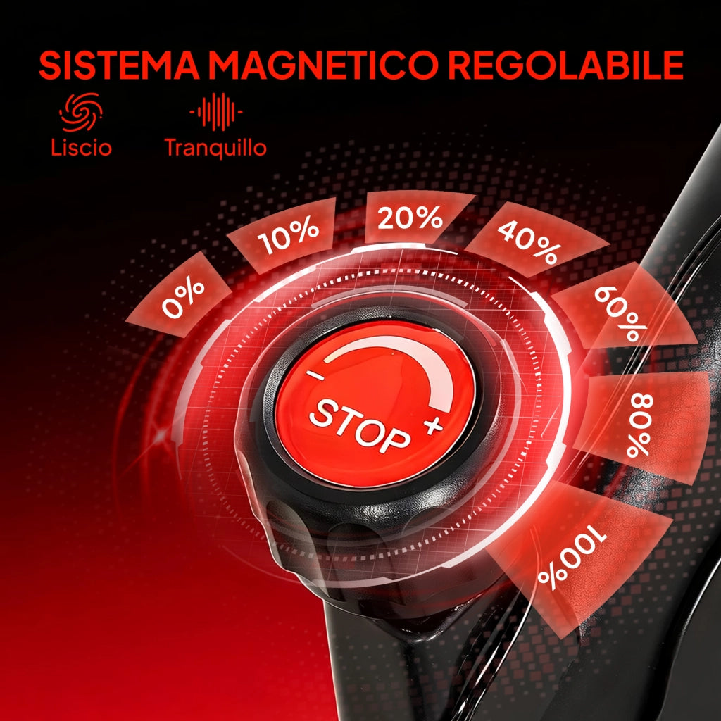 Cyclette Magnetica Regolabile con Display LCD e Supporto per Tablet, in Acciaio e ABS, 103x49x98-112 cm, Nero