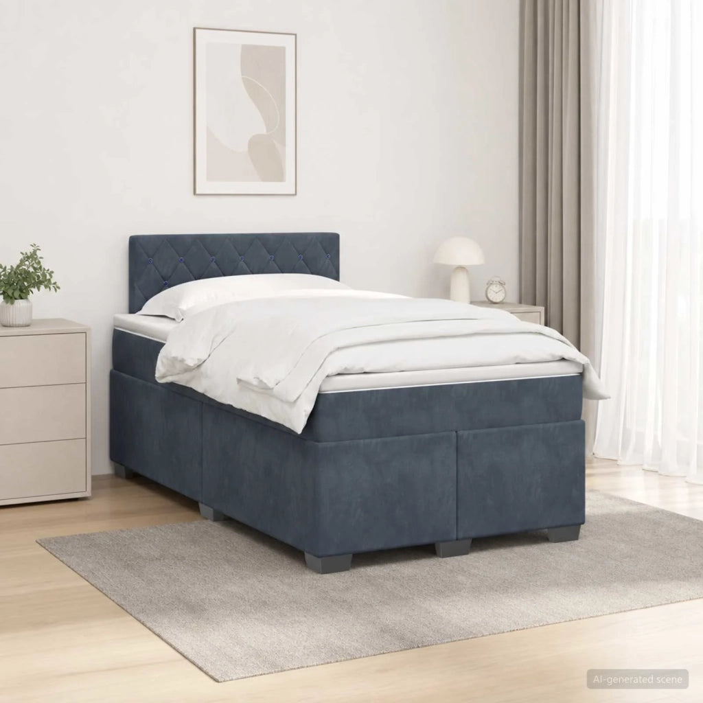 Letto con Box Spring, Materasso e LED Grigio Scuro 120 x 190 cm 3452133