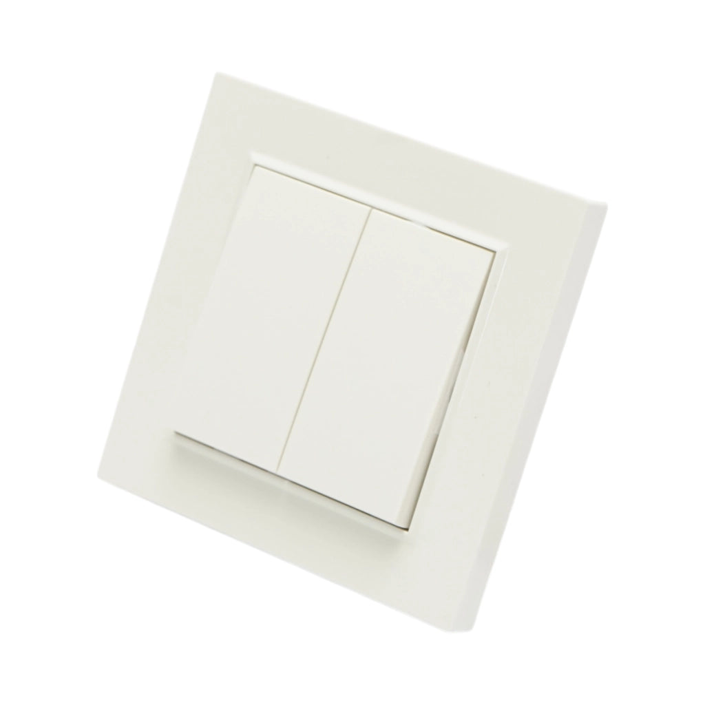 Interruttore doppio, bianco, da incasso, 220V, 10AX, ABS 80x80mm