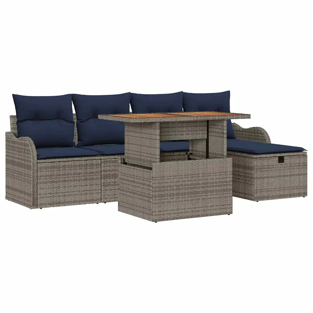 Set Divano da Giardino 6 pz Grigio polyrattan 3359937
