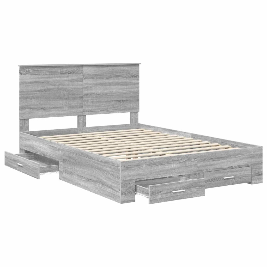 Struttura del letto con testiera Grigio Sonoma 135 x 190 cm 3411319