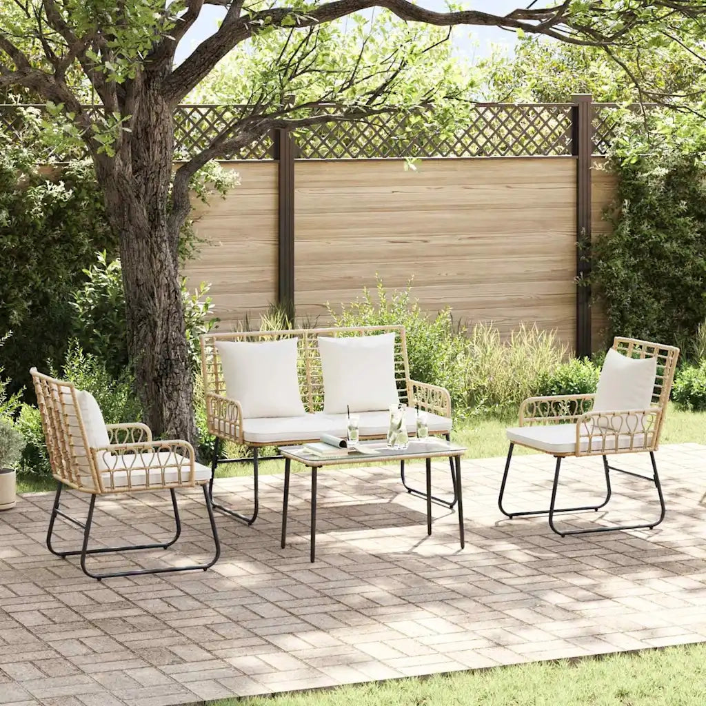 Set di Mobili da Giardino 4 pcs Nero e antracite polyrattan