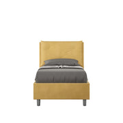BS COM Letto singolo contenitore imbottito 90x190 microfibra ocra
