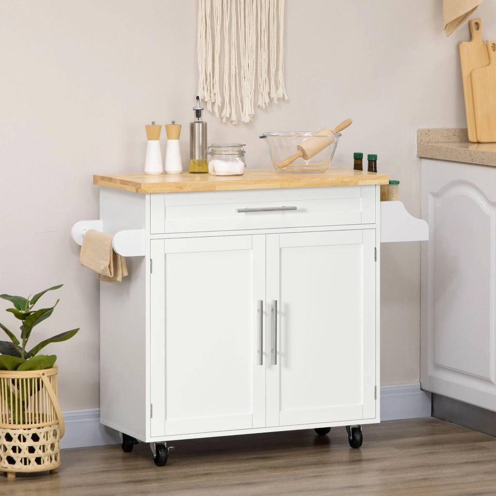 Carrello da cucina con ripiani ¨C Minimal ¨C Bianco 109x40x89