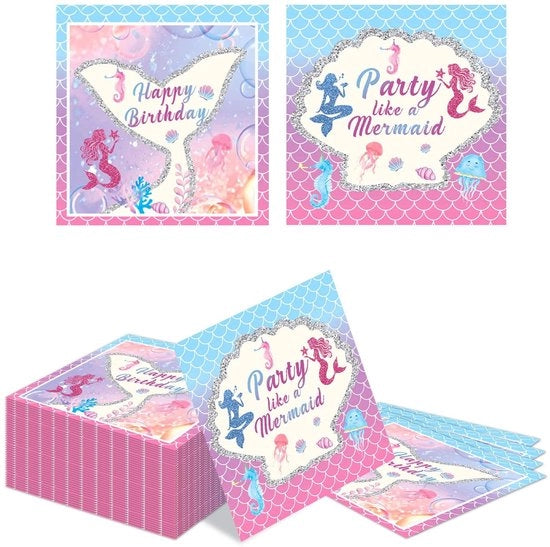Serviette di carta 40 pezzi - Tema sottomarino - Decorazione per tavola 33x33cm - Serviette per festa