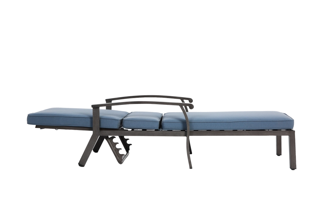 Chaise Longue da Esterno ¨C MINIMAL ¨C Alluminio, Cuscino Blu, Reclinabile