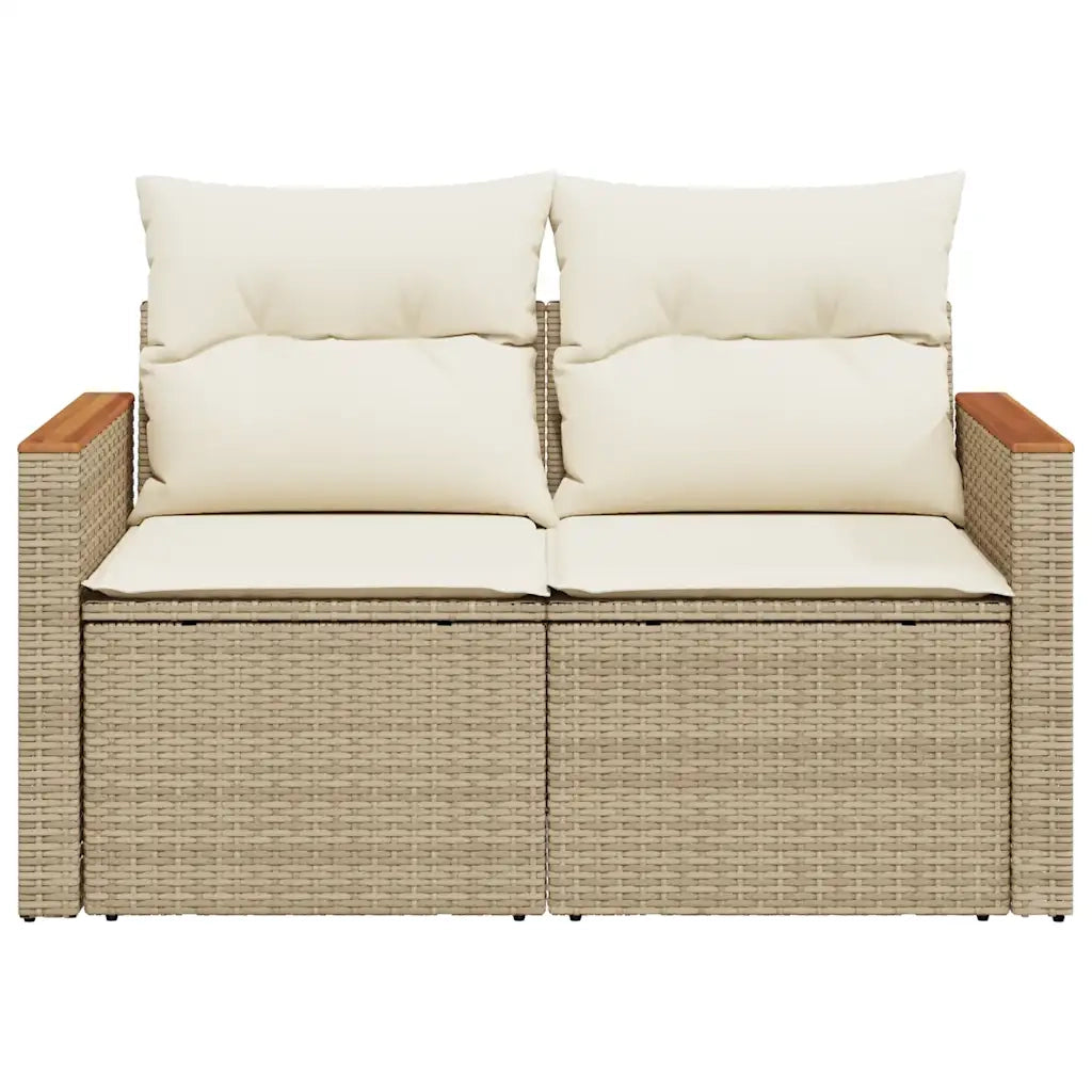 Divano da Giardino con Cuscini a 2 Posti Beige in Polyrattan 366066