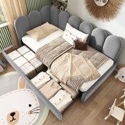LETTO Divano 90x200 cm in velluto grigio con 2 cassetti
