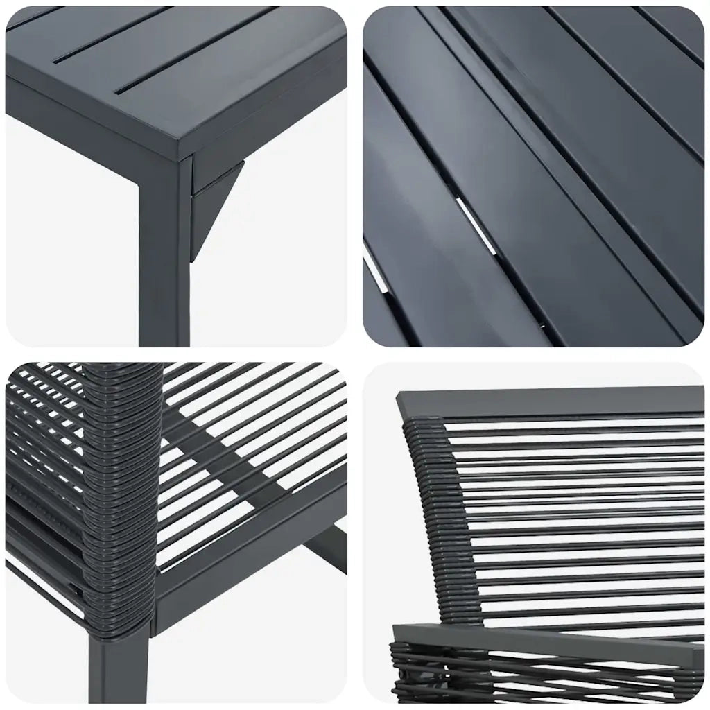 Set da Pranzo per Giardino 9 pcs Nero polyrattan 3378821