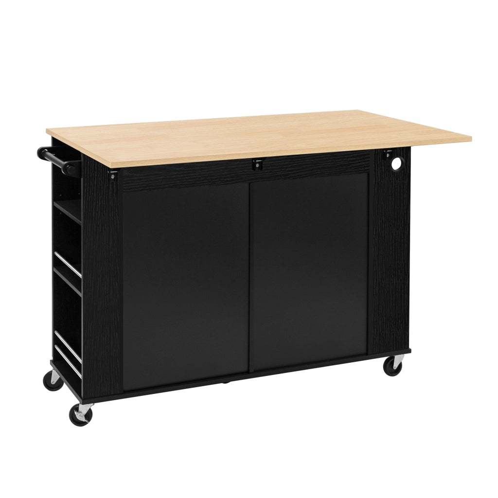 Tavolo da Pranzo Allungabile con Ruote ¨C MINIMAL ¨C Nero, con Portarifiuti e Portasalviette
