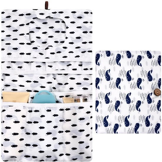 Cuscino da letto 2 in 1 per bambini - Organizzatore per piccoli articoli - Ripiegabile - Molto spazio di stoccaggio - 37x22cm Design - Borsa pratica per madri