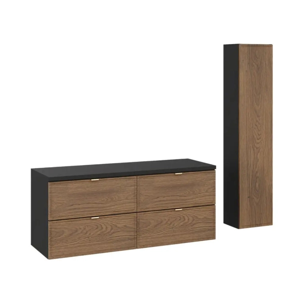 Set SAVIA: mobile sottolavabo 120cm + piano lavabo + colonna di stoccaggio