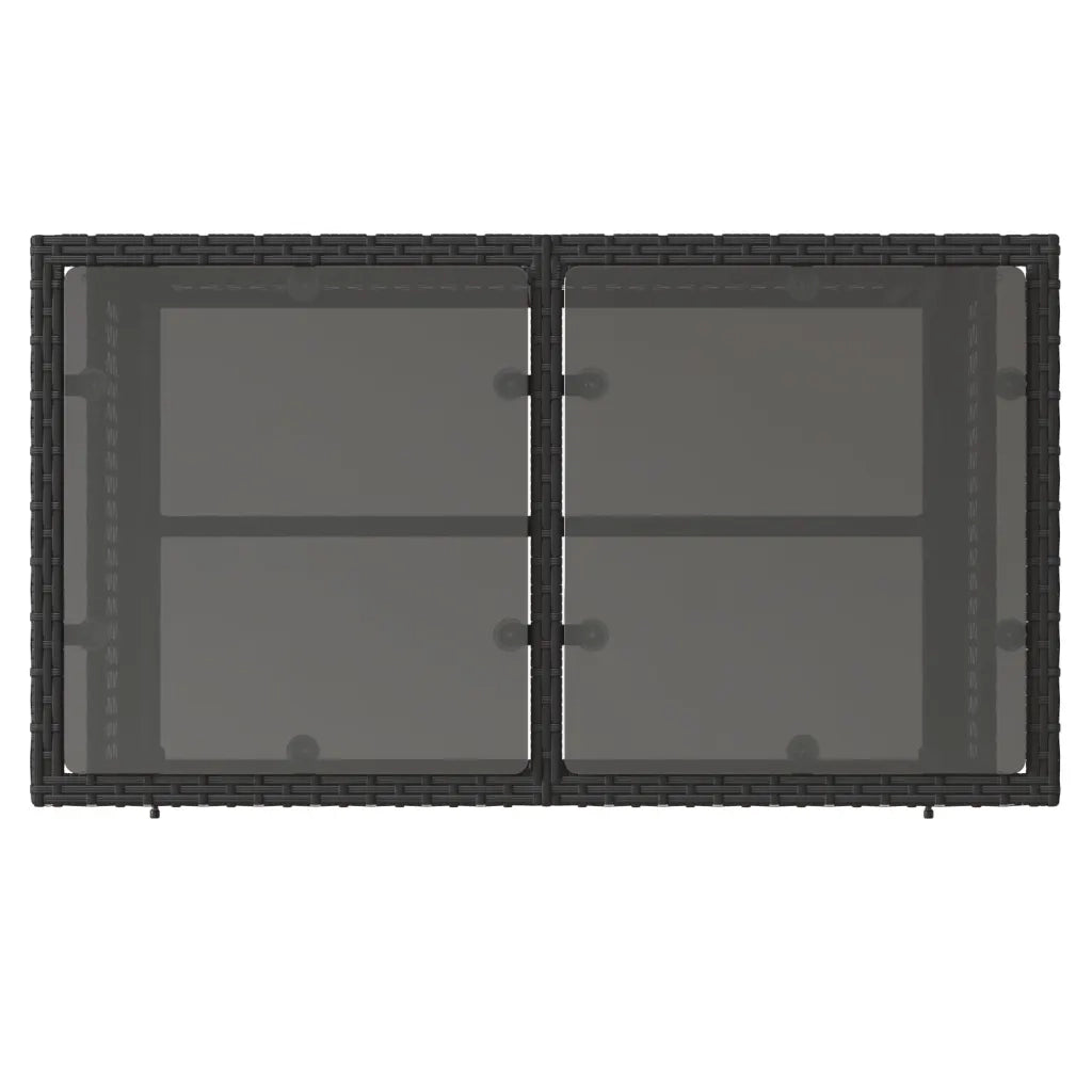 Set Divani da Giardino 4 pz con Cuscini Nero Polyrattan Vetro 368134