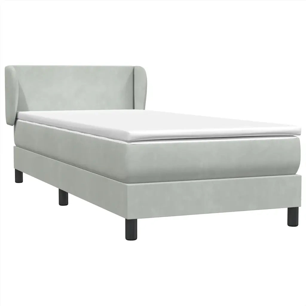 Giroletto a Molle con Materasso Grigio Chiaro 90x220 cm Velluto 3317385
