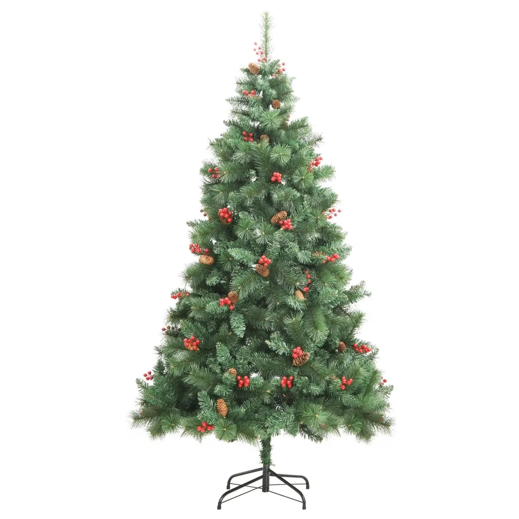 Albero Natale Artificiale Incernierato con Pigne e Bacche 240cm 357709