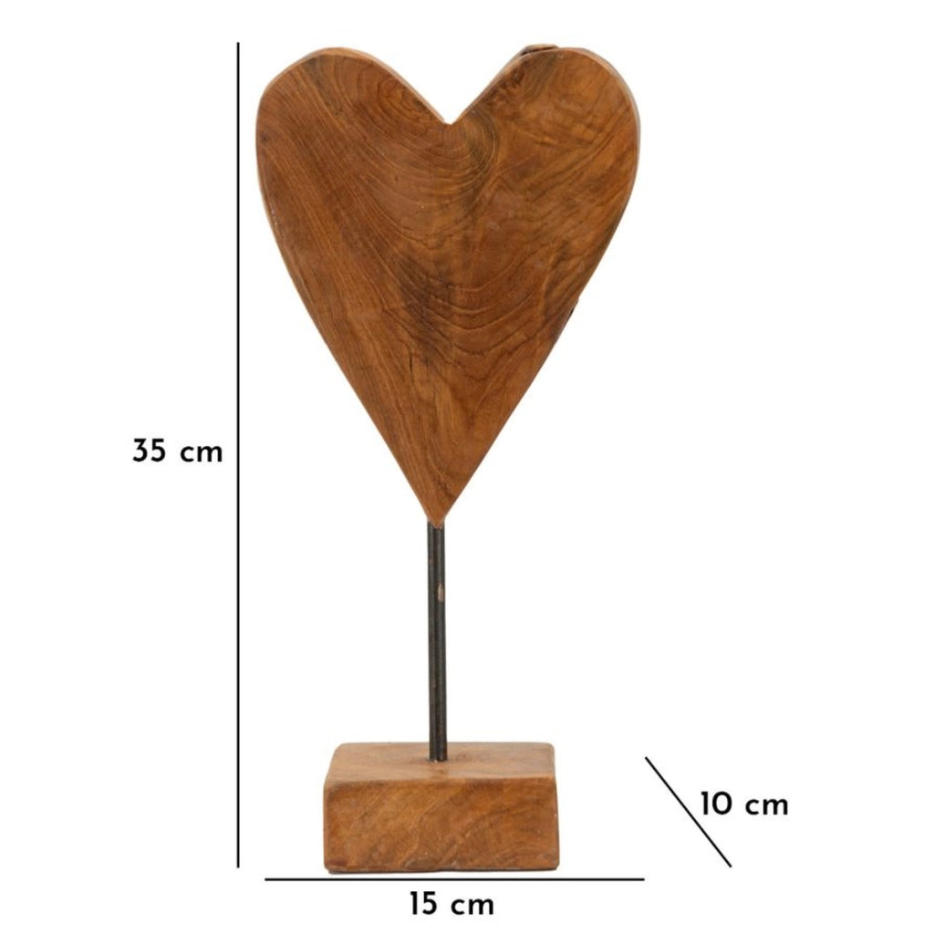 Scultura Cuore 9, Marrone, Legno, 15x10x35 cm