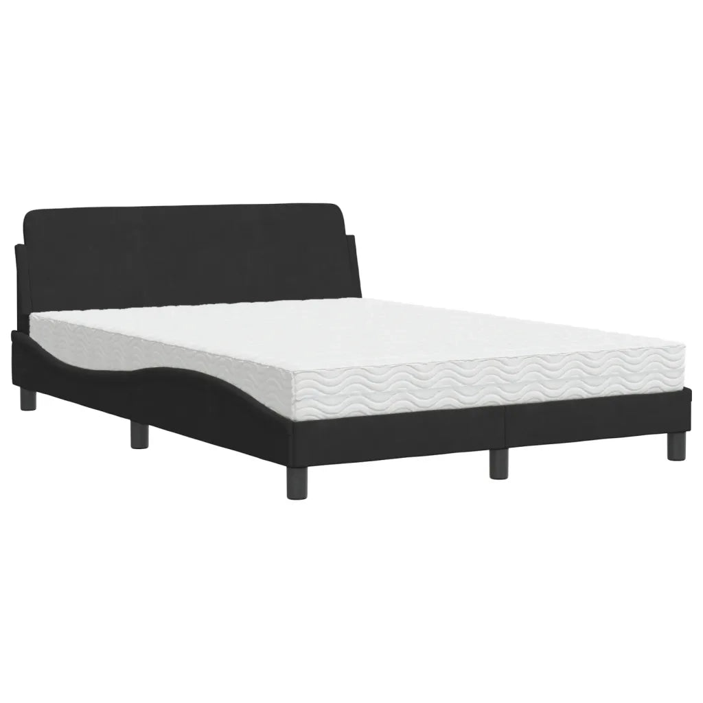 Letto con Materasso Dover Nero 140x200 cm in Velluto
