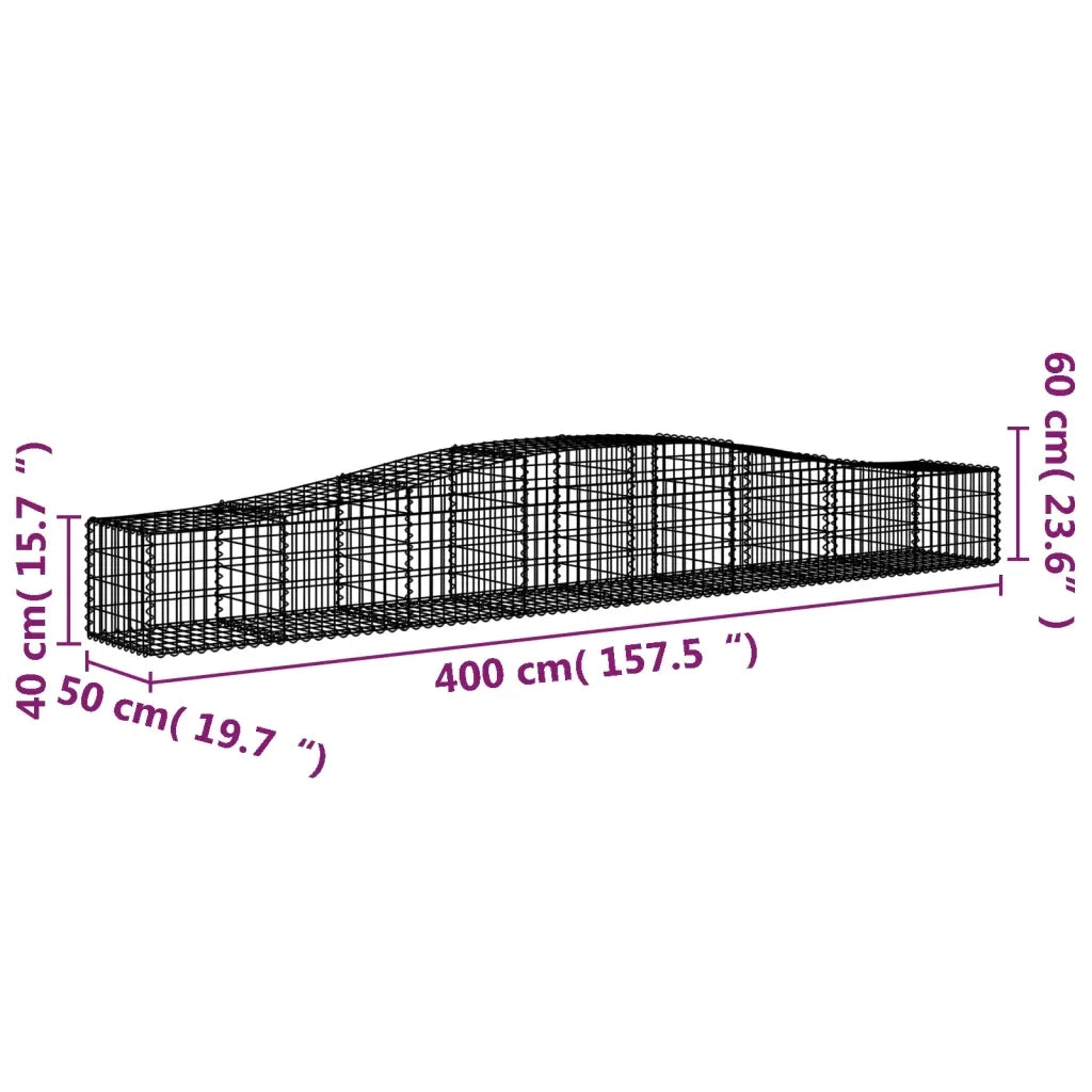 Cesti Gabbioni ad Arco 10 pz 400x50x40/60 cm Ferro Zincato 3145925