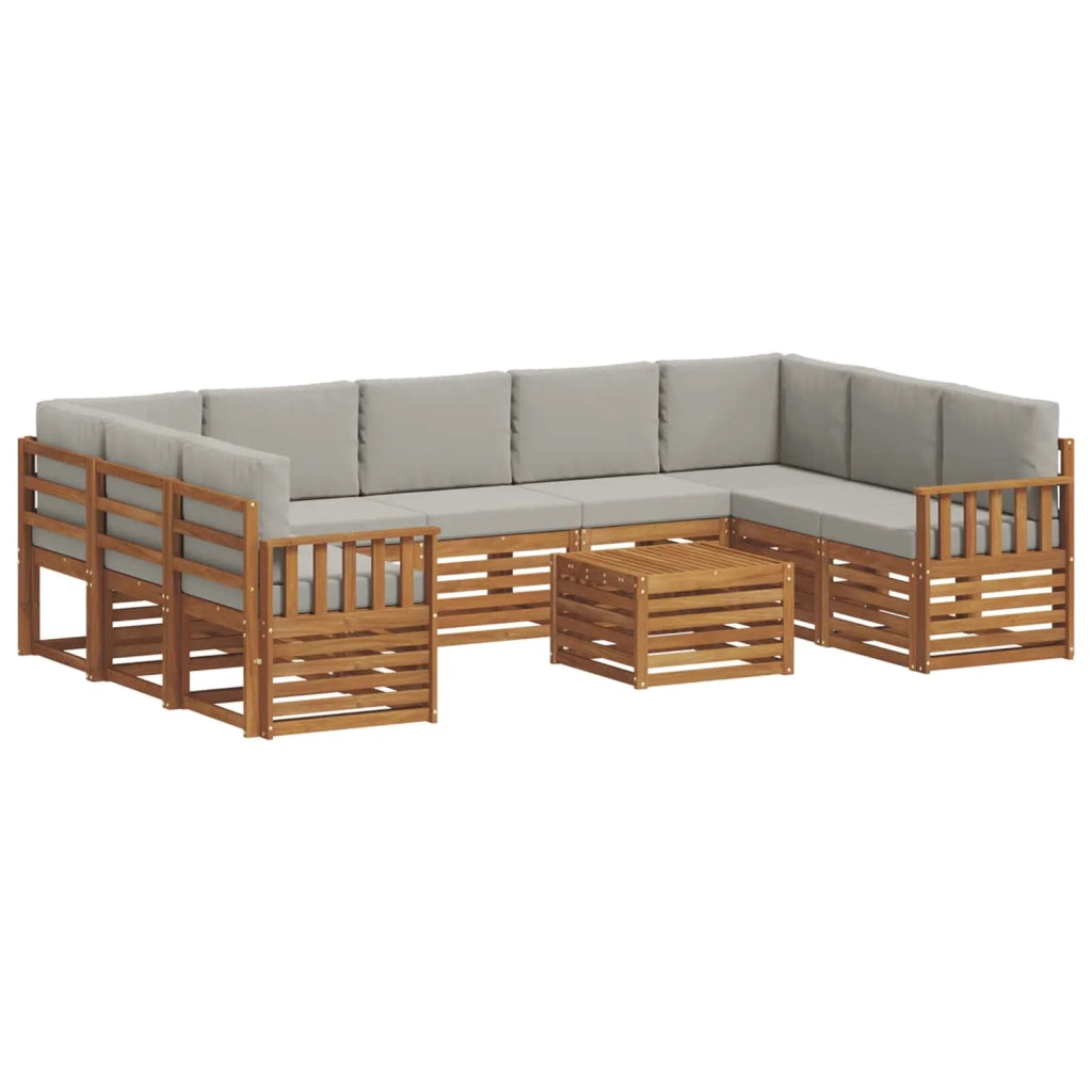 Set divani con cuscino 10 pcs Grigio Naturale e Chiaro 3375511