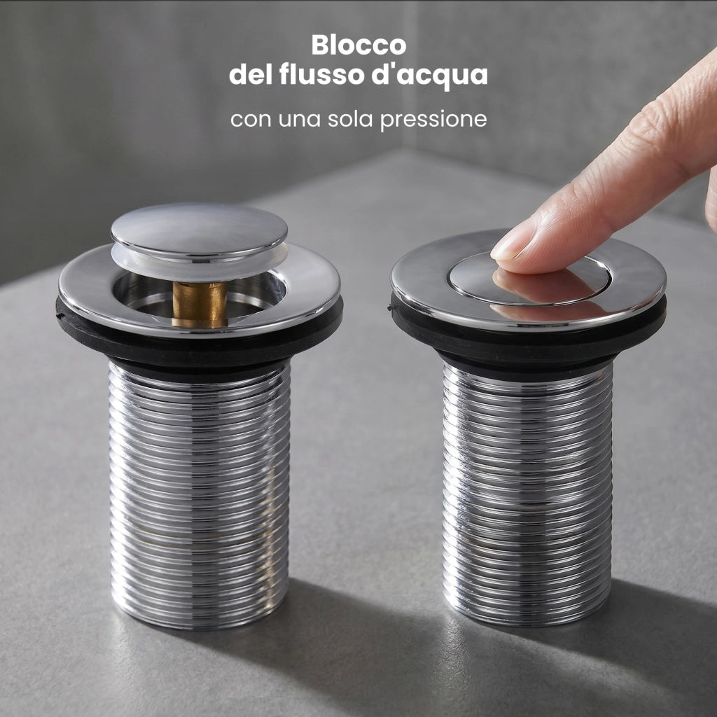 Kit Sifone flessibile salvaspazio lavabo e Piletta Click Clack cromata