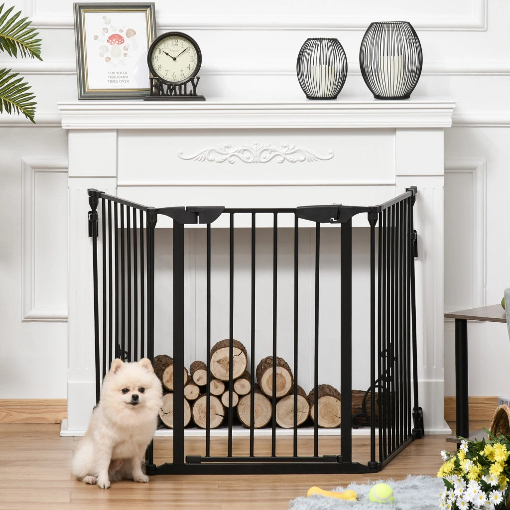 Barriera per Cani Pieghevole 3 Pannelli ¨C Minimal ¨C Nero 180x74,5 cm