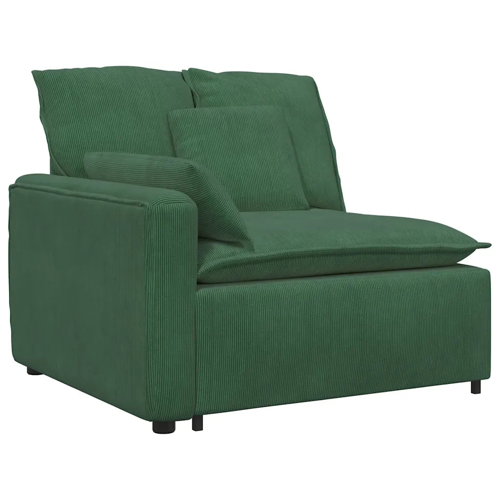 Modulo Terminale Bracciolo Divano Modulare con Cuscini Verde Scuro 100 cm 4104412