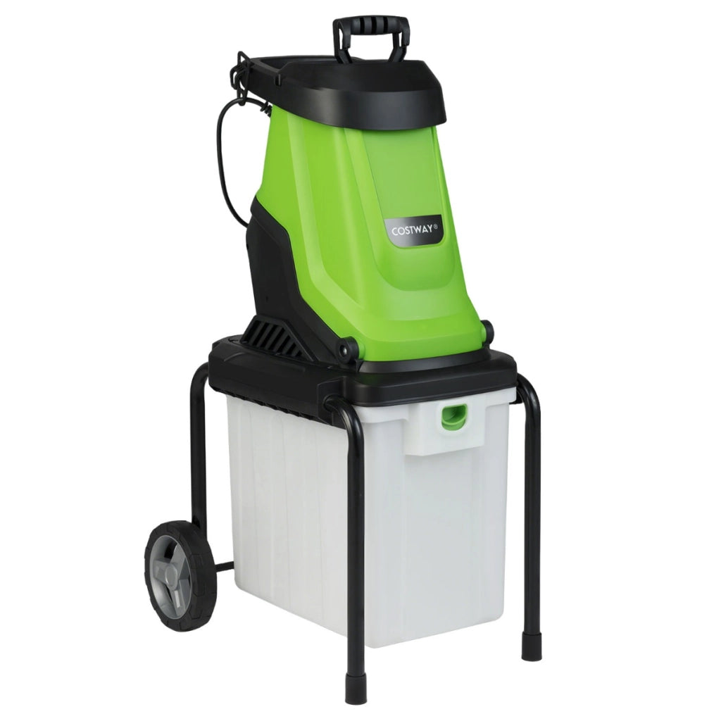Trituratore elettrico per legno 2800w trituratore da giardino con cesto da 50 l, Trituratore pesante a filo per pulizia del giardino Verde