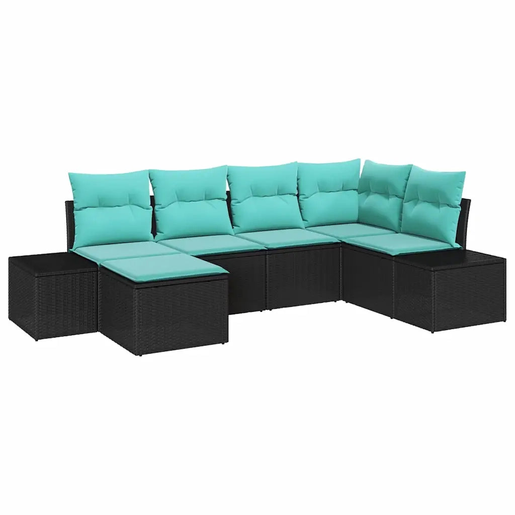 Set Divano da Giardino 6 pz Nero polyrattan 3347136