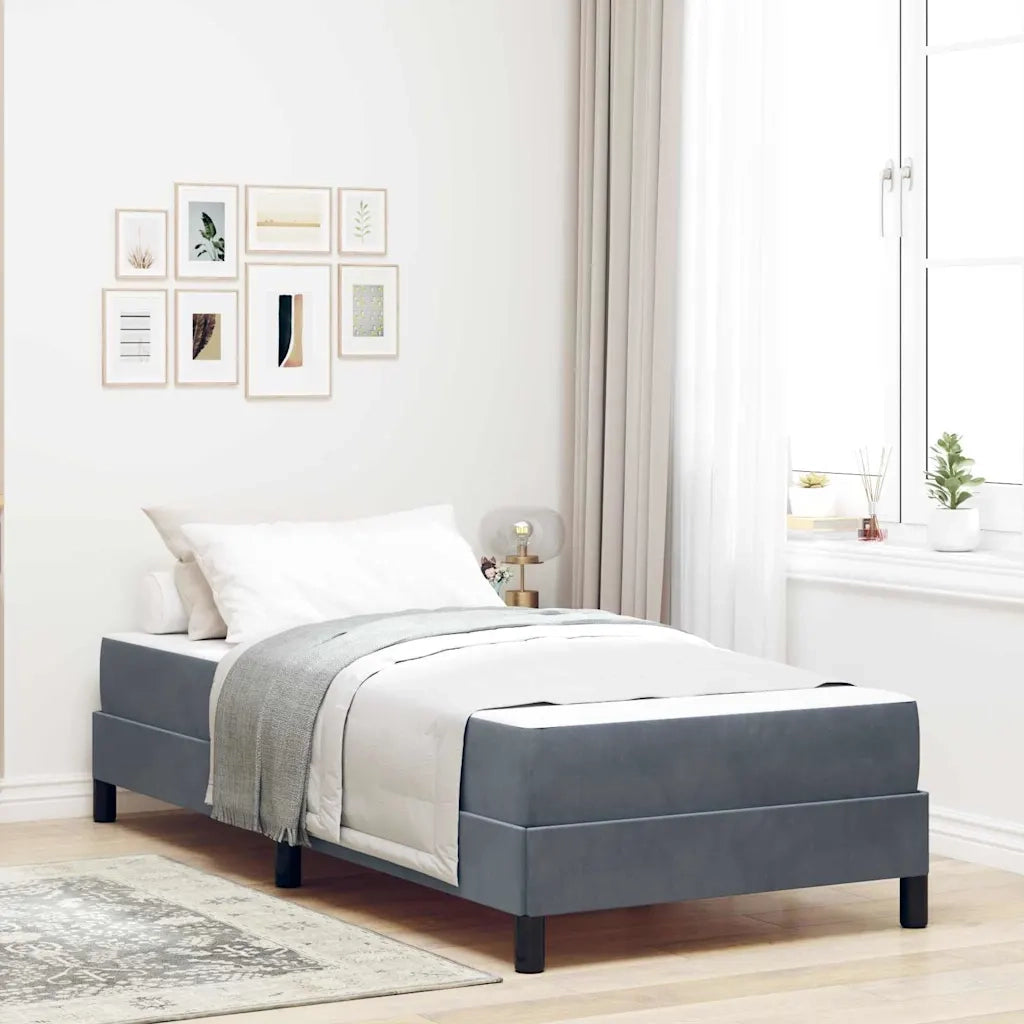 Letto a molle con materasso Grigio scuro 80 x 220 cm Tessuto