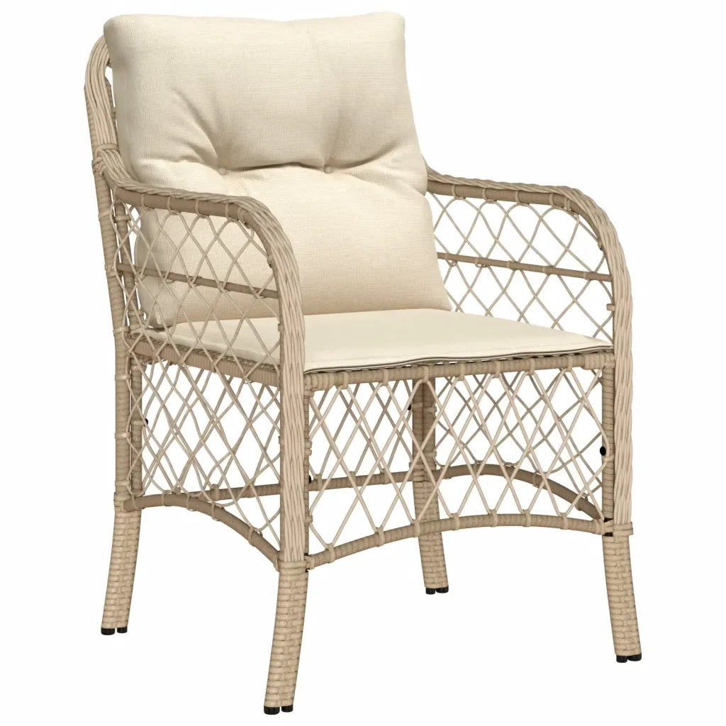 Set da Bistr¨° 3 pz | Set Salotto da Giardino con Cuscini Beige in Polyrattan