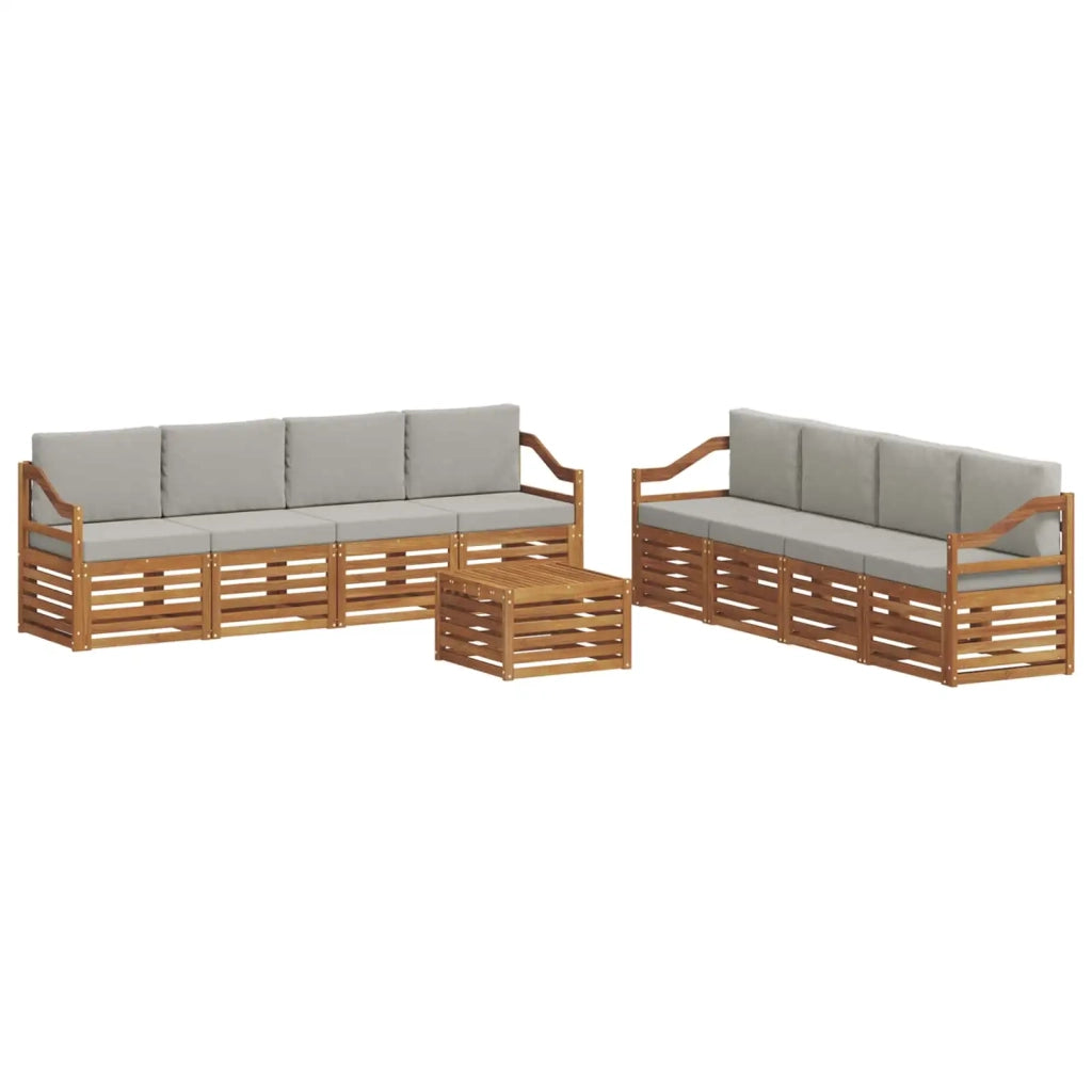 Set divani con cuscino 9 pcs Grigio Naturale e Chiaro 3374586