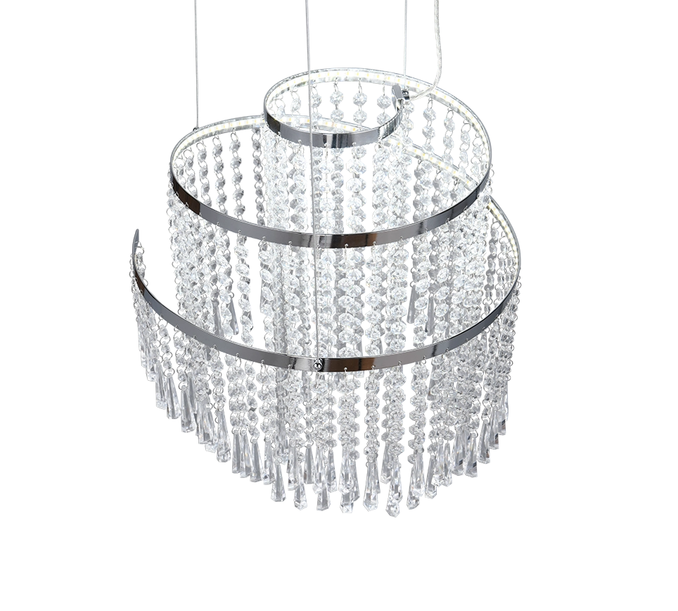 Lampada a sospensione LED con pendenti, metallo cromato, D 38 cm, Pomp