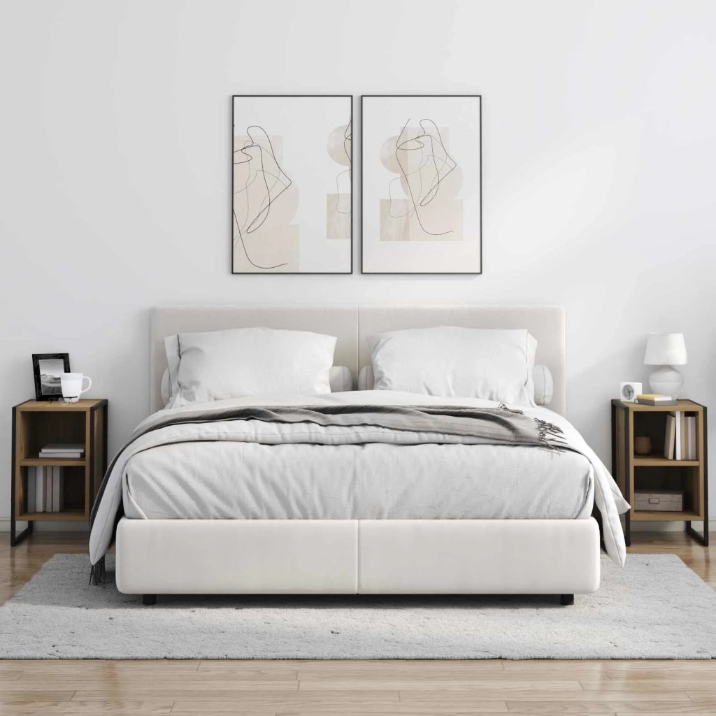 Set di 2 Comodini | Armadio da Notte | Mobiletto da notte Rovere Artigianale 39.5 x 30 x 50 cm