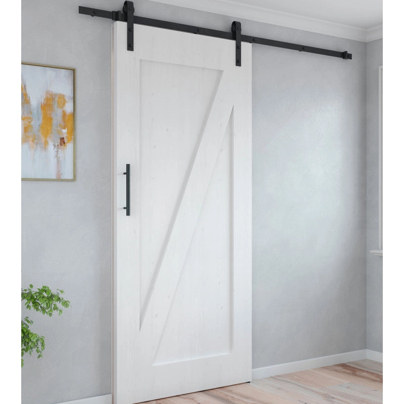 Kit di ferramentaper porta scorrevole appesa in legno Barn, con chiusura soft, pannelli non inclusi, Acciaio e Tecnopl..