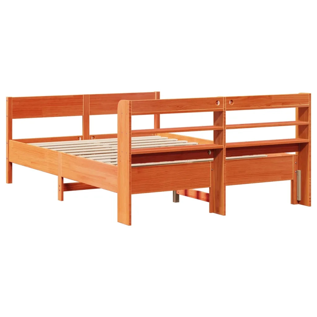 Letto senza Materasso Marrone Cera 135x190 cm in Legno di Pino
