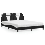 Letto Viana con Materasso Nero e Bianco 160x200cm Similpelle 3208808