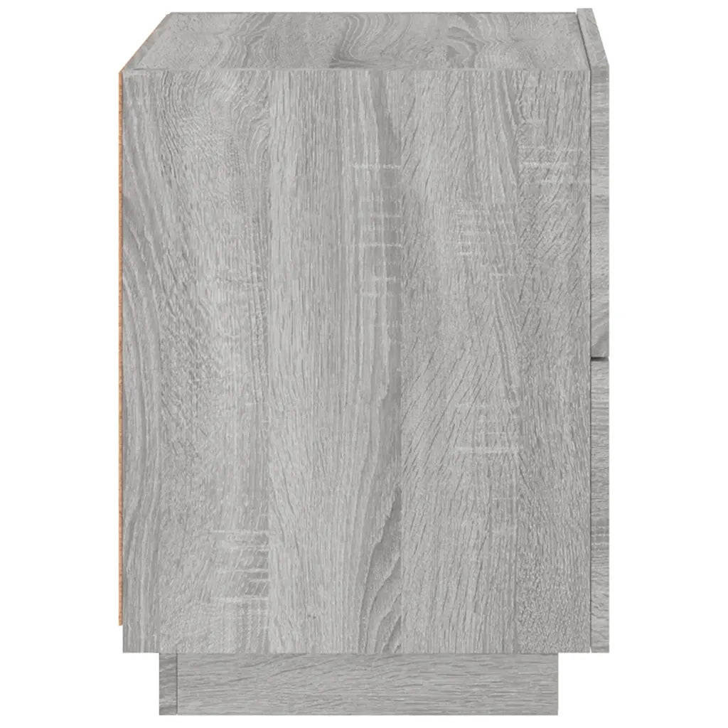 Comodino con Luci LED Grigio Sonoma in Legno Multistrato 836745