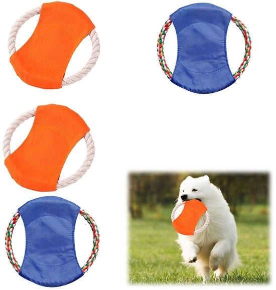 Frisee per Cani in Cotone Naturale - Giocattolo per Addestramento Cani - Dischi da Lancio - 4 Pezzi - Sicuri e Lavabili - Frisbee per Cani
