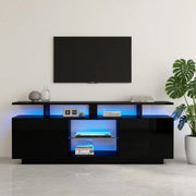 Cassettiera per TV nera in truciolato lunghezza 140 cm