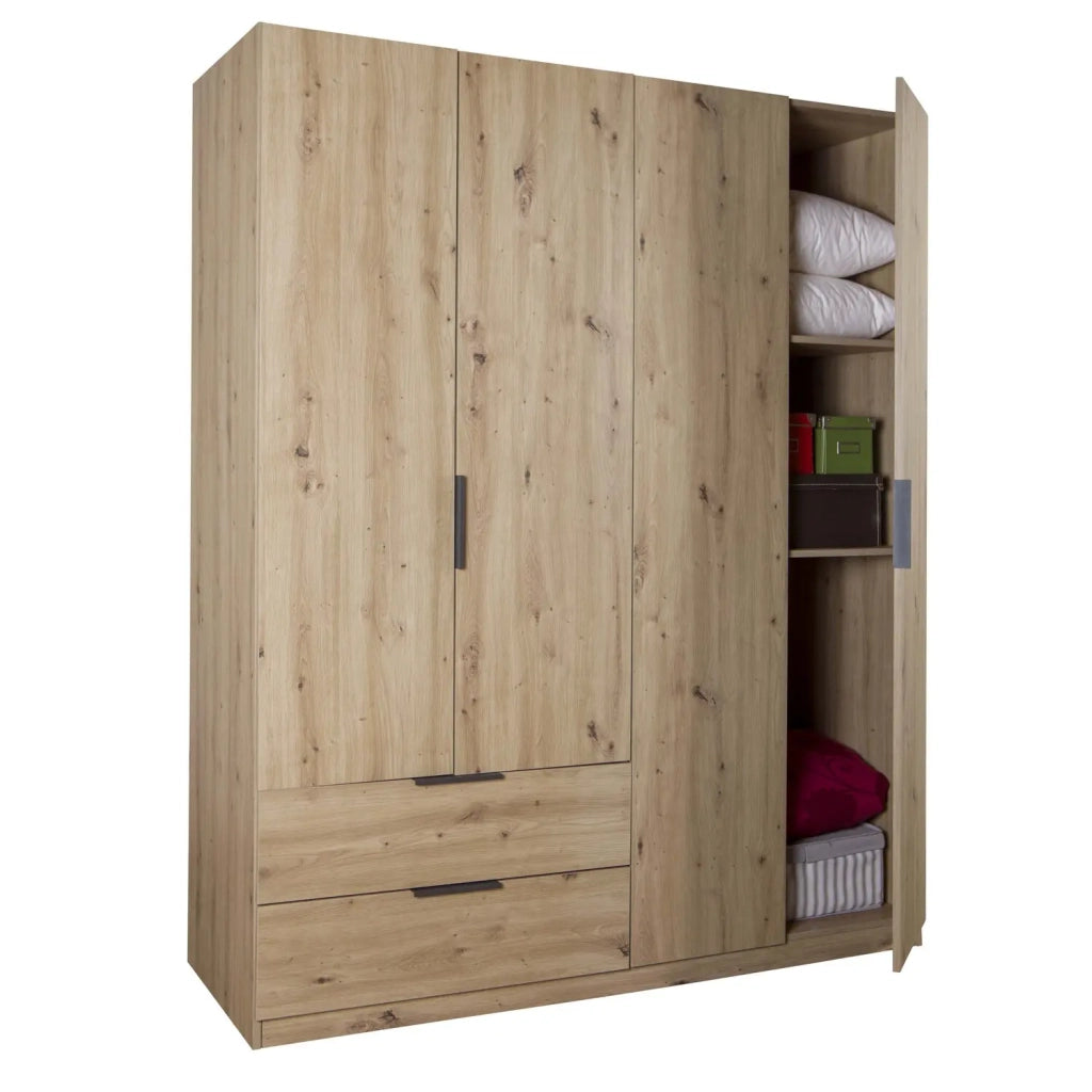 Armadio 4 ante e 2 cassetti cm 162x58 rovere artisan